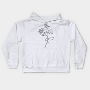 Rose Art Minimal One Line Drawing Modern Roses Flower Kids Hoodie